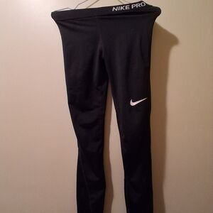 Nike Black Kids' Pro Athletic Leggings with White Swoosh